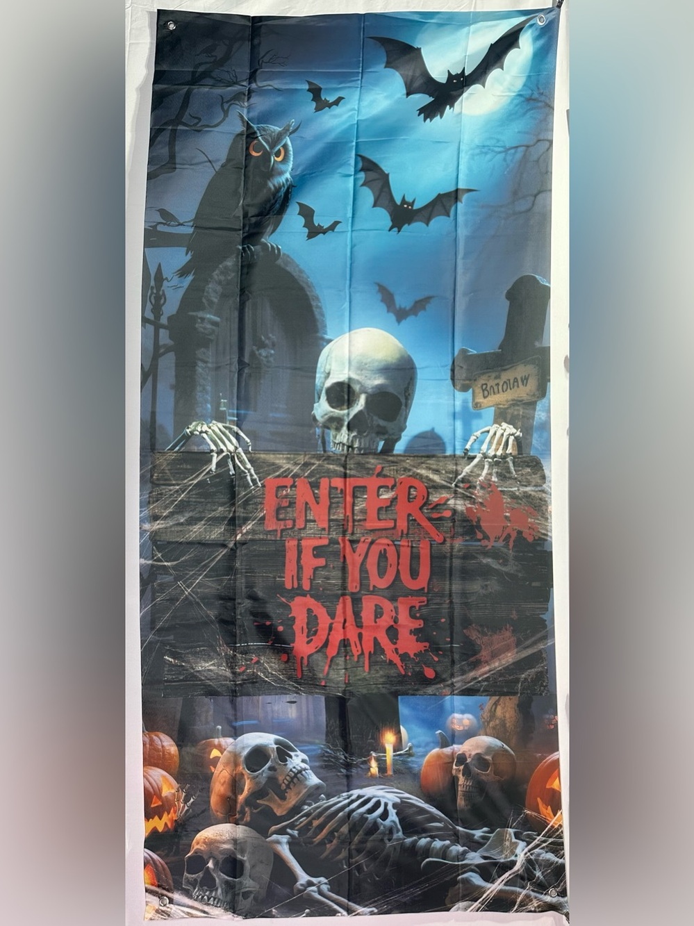 Halloween “enter if you dare” Backdrop Banner 36x79 Inches